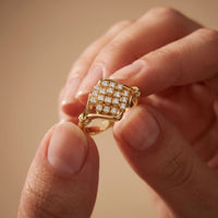 0.35CTW Round Cut Lab Grown Diamond Square Cluster Engagement Ring for Women Gold