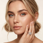 0.35CTW Round Cut Lab Grown Diamond Square Cluster Engagement Ring for Women White