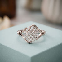 0.35CTW Round Cut Lab Grown Diamond Square Cluster Engagement Ring for Women White