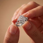 0.35CTW Round Cut Lab Grown Diamond Square Cluster Engagement Ring for Women White