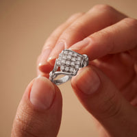 0.35CTW Round Cut Lab Grown Diamond Square Cluster Engagement Ring for Women White