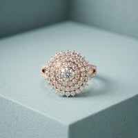 1.45CTW Round Cut Lab Grown Diamond Royal Radiance Cluster Halo Engagement Ring for Women Rose Gold