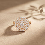 1.45CTW Round Cut Lab Grown Diamond Royal Radiance Cluster Halo Engagement Ring for Women Rose Gold