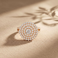 1.45CTW Round Cut Lab Grown Diamond Royal Radiance Cluster Halo Engagement Ring for Women Rose Gold