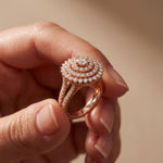 1.45CTW Round Cut Lab Grown Diamond Royal Radiance Cluster Halo Engagement Ring for Women Rose Gold