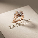 1.45CTW Round Cut Lab Grown Diamond Royal Radiance Cluster Halo Engagement Ring for Women Rose Gold