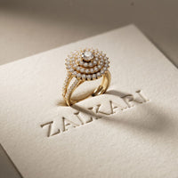 1.45CTW Round Cut Lab Grown Diamond Royal Radiance Cluster Halo Engagement Ring for Women Gold