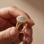 1.45CTW Round Cut Lab Grown Diamond Royal Radiance Cluster Halo Engagement Ring for Women Gold
