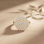 1.45CTW Round Cut Lab Grown Diamond Royal Radiance Cluster Halo Engagement Ring for Women Gold