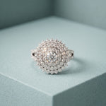 1.45CTW Round Cut Lab Grown Diamond Royal Radiance Cluster Halo Engagement Ring for Women White