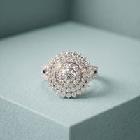 1.45CTW Round Cut Lab Grown Diamond Royal Radiance Cluster Halo Engagement Ring for Women White