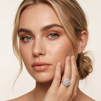 1.45CTW Round Cut Lab Grown Diamond Royal Radiance Cluster Halo Engagement Ring for Women White