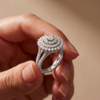 1.45CTW Round Cut Lab Grown Diamond Royal Radiance Cluster Halo Engagement Ring for Women White