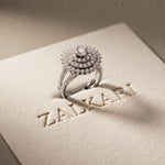 1.45CTW Round Cut Lab Grown Diamond Royal Radiance Cluster Halo Engagement Ring for Women White