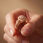 0.50CTW Round Cut Lab Grown Diamond Vintage Cluster Halo Engagement Ring for Women Rose Gold
