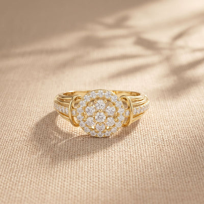 0.50CTW Round Cut Lab Grown Diamond Vintage Cluster Halo Engagement Ring for Women