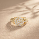 0.50CTW Round Cut Lab Grown Diamond Vintage Cluster Halo Engagement Ring for Women Gold