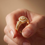 0.50CTW Round Cut Lab Grown Diamond Vintage Cluster Halo Engagement Ring for Women Gold