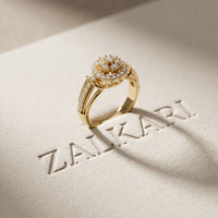 0.50CTW Round Cut Lab Grown Diamond Vintage Cluster Halo Engagement Ring for Women Gold