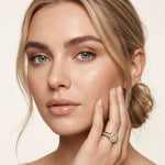 0.50CTW Round Cut Lab Grown Diamond Vintage Cluster Halo Engagement Ring for Women Gold