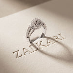 0.50CTW Round Cut Lab Grown Diamond Vintage Cluster Halo Engagement Ring for Women White