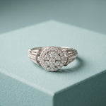 0.50CTW Round Cut Lab Grown Diamond Vintage Cluster Halo Engagement Ring for Women White