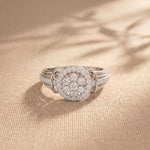 0.50CTW Round Cut Lab Grown Diamond Vintage Cluster Halo Engagement Ring for Women White