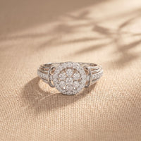 0.50CTW Round Cut Lab Grown Diamond Vintage Cluster Halo Engagement Ring for Women White