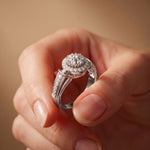 0.50CTW Round Cut Lab Grown Diamond Vintage Cluster Halo Engagement Ring for Women White