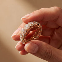 3.20CTW Round Cut Lab Grown Diamond Halo Eternity Band for Women Rose Gold