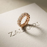 3.20CTW Round Cut Lab Grown Diamond Halo Eternity Band for Women Rose Gold