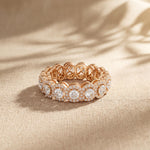 3.20CTW Round Cut Lab Grown Diamond Halo Eternity Band for Women Rose Gold