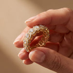3.20CTW Round Cut Lab Grown Diamond Halo Eternity Band for Women Gold