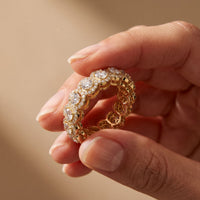 3.20CTW Round Cut Lab Grown Diamond Halo Eternity Band for Women Gold
