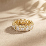 3.20CTW Round Cut Lab Grown Diamond Halo Eternity Band for Women Gold