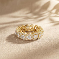 3.20CTW Round Cut Lab Grown Diamond Halo Eternity Band for Women Gold