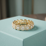 3.20CTW Round Cut Lab Grown Diamond Halo Eternity Band for Women Gold