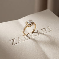 1.15CTW Asscher Cut Lab Grown Diamond Octagonal Halo Ring for Women Gold