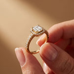 1.15CTW Asscher Cut Lab Grown Diamond Octagonal Halo Ring for Women Gold