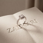 1.15CTW Asscher Cut Lab Grown Diamond Octagonal Halo Ring for Women White