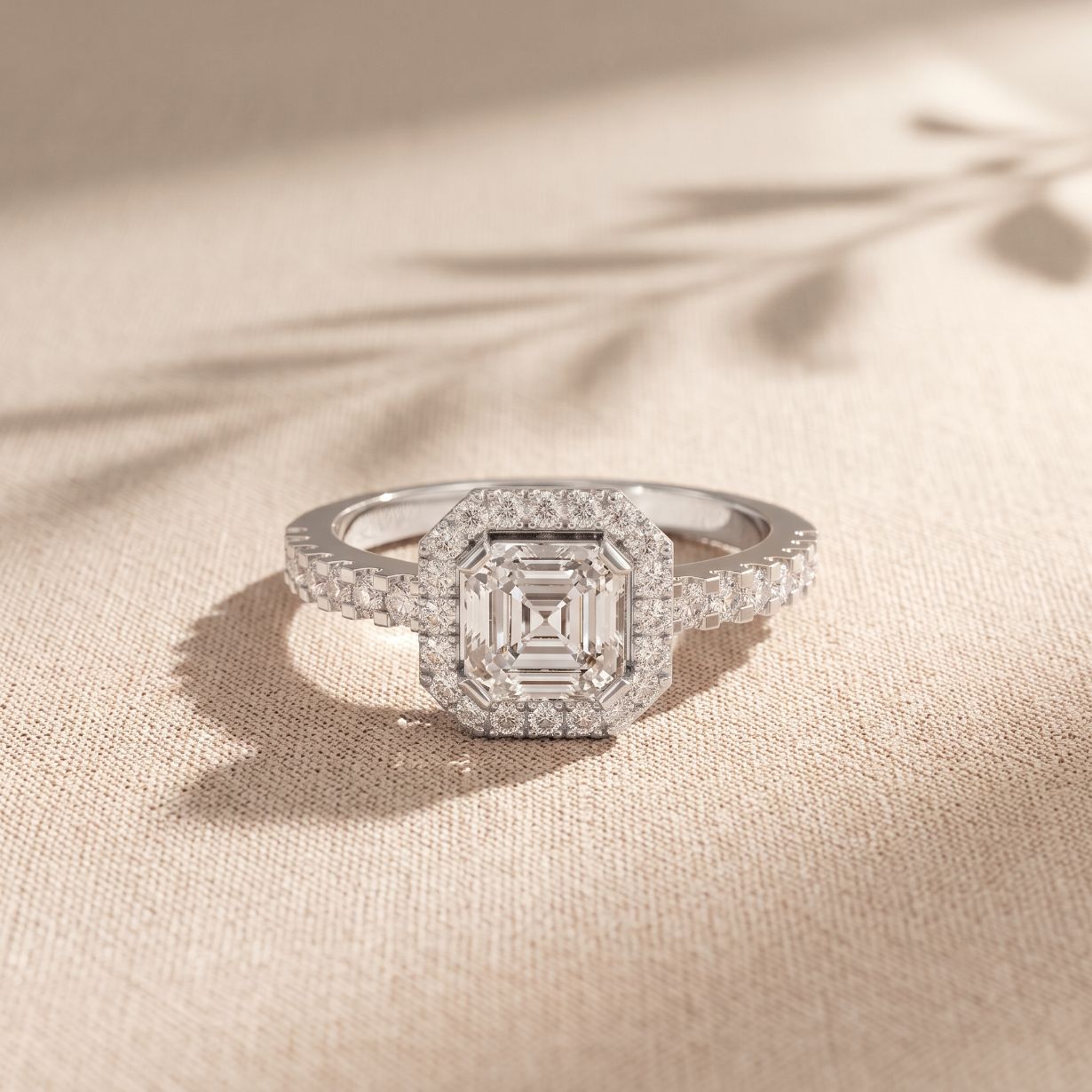 1.15CTW Asscher Cut Lab Grown Diamond Octagonal Halo Ring for Women White