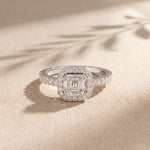 1.15CTW Asscher Cut Lab Grown Diamond Octagonal Halo Ring for Women White