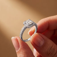 1.15CTW Asscher Cut Lab Grown Diamond Octagonal Halo Ring for Women White