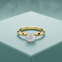 1CTW Round Cut Lab Grown Diamond Solitaire Ring for Women Gold