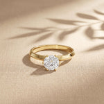1CTW Round Cut Lab Grown Diamond Solitaire Ring for Women Gold