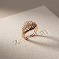 0.70CTW Round Cut Lab Grown Diamond Geometric Cluster Ring for Women Rose Gold