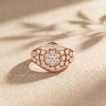 0.70CTW Round Cut Lab Grown Diamond Geometric Cluster Ring for Women Rose Gold