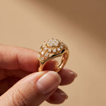 0.70CTW Round Cut Lab Grown Diamond Geometric Cluster Ring for Women Gold