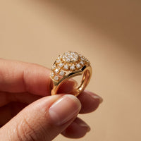 0.70CTW Round Cut Lab Grown Diamond Geometric Cluster Ring for Women Gold