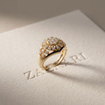 0.70CTW Round Cut Lab Grown Diamond Geometric Cluster Ring for Women Gold